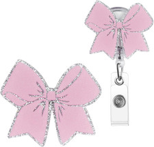 Cute Badge Reel, Pink Bow Badge Holder, Nurse Name Badge Reel with Retractable C