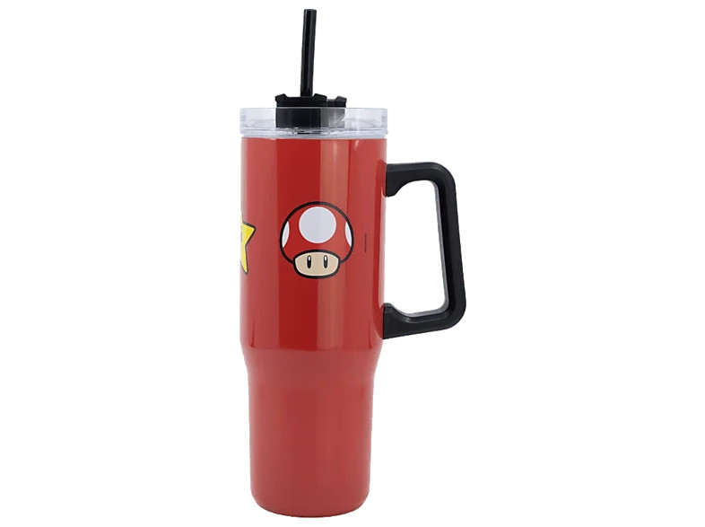 Termo - Sherwood Super Mario, 940 ml, Acero inox. Con pajita y asa ergonómica
