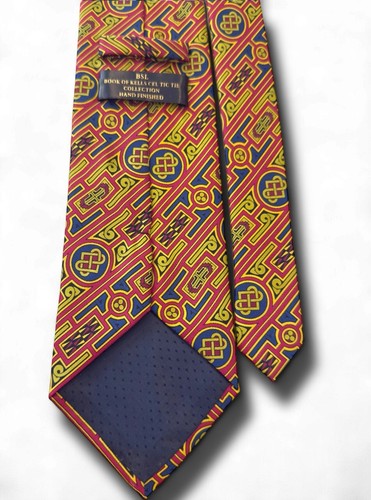 BOOK OF KELLS Ireland Celtic Knot Hand Made Tie Gold Blue Dublin Trinity Necktie - Picture 21 of 24
