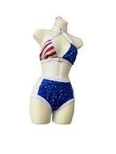 Patriotic Stars and Stripes High Rise Bikini Set Size