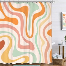 Retro 70s Groovy Swirl Colorful 70s Shower Curtain 72Wx72L Inch Vintage Funky...
