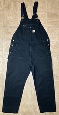 Carhartt Double Knee Overalls 102776-001 Mens 44x32 Black Workwear Bibs