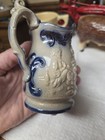  ANTIQUE  STAFFORDSHIRE FLOW BLUE COPPER LUSTER BEARDED PITCHER/ CREAMER  1840S — photo 5