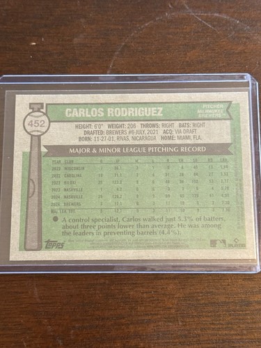 2025 Topps Heritage Baseball CARLOS RODRIGUEZ DARK BLUE BORDER ROOKIE CARD - Picture 5 of 6