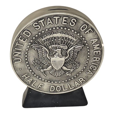 Vintage John F. Kennedy JFK Coin Bank Half Dollar 50 Cents Ceramic
