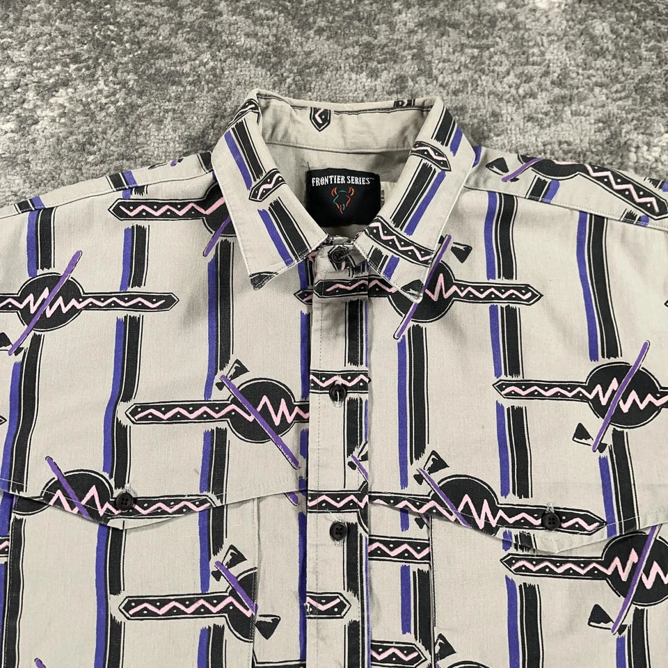 Camisa De Colección Wrangler Frontier Series Para Hombres Grande Brushpopper Azteca Occidental EE. UU. 90s Foto 2 de 4
