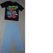 Boys Disney Cars Shirt Pants Set 6/7 Short Sleeve 2 Pc Blue Gray