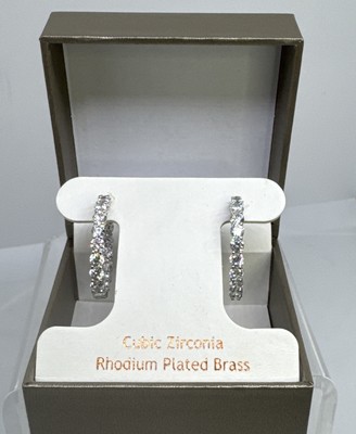 NEW Rachel Ashwell Cubic Zirconia Hoop Earrings measures 1