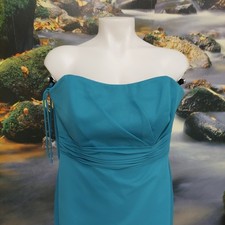 Edan Bridals Bridesmaid Dk Aqua Size12 Ruched Waist Boetneck Full Lenth Gown