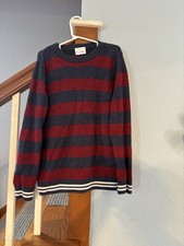 Hanna Andersson combed cotton red blue striped sweater 130 8