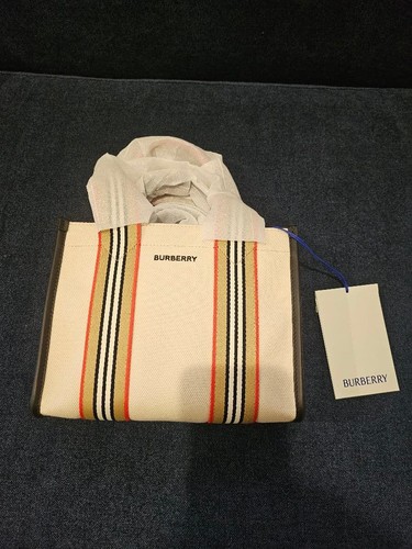 Burberry Icon Stripe Trim Canvas Tote