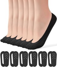 6 Pairs No Show Socks Womens Ultra Low Cut Nylon Thin Socks 5-8 6 Pairs Black