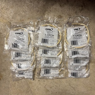 (Set of 12) 1 Foot CAT5e yellow CDW patch cable