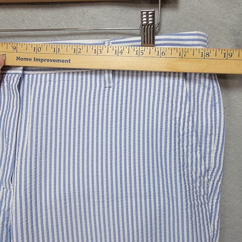 Talbots Pants Womens 12 Seersucker Relaxed Chino Blue White Pinstripe Coastal - Picture 13 of 16