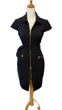 Halston Black Zip Ponte Sheath Cocktail Dress - M