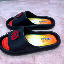 Naruto Shippuden Men's Black Slide Sandals Leaf Logo Anime Naruto US 8.5
