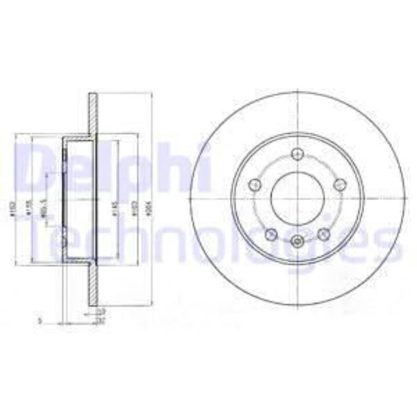 Delphi 2X Bremsscheibe Hinten Ø264 Mm FüR Opel Meriva Astra H L48 1.4 1.6 A04-image