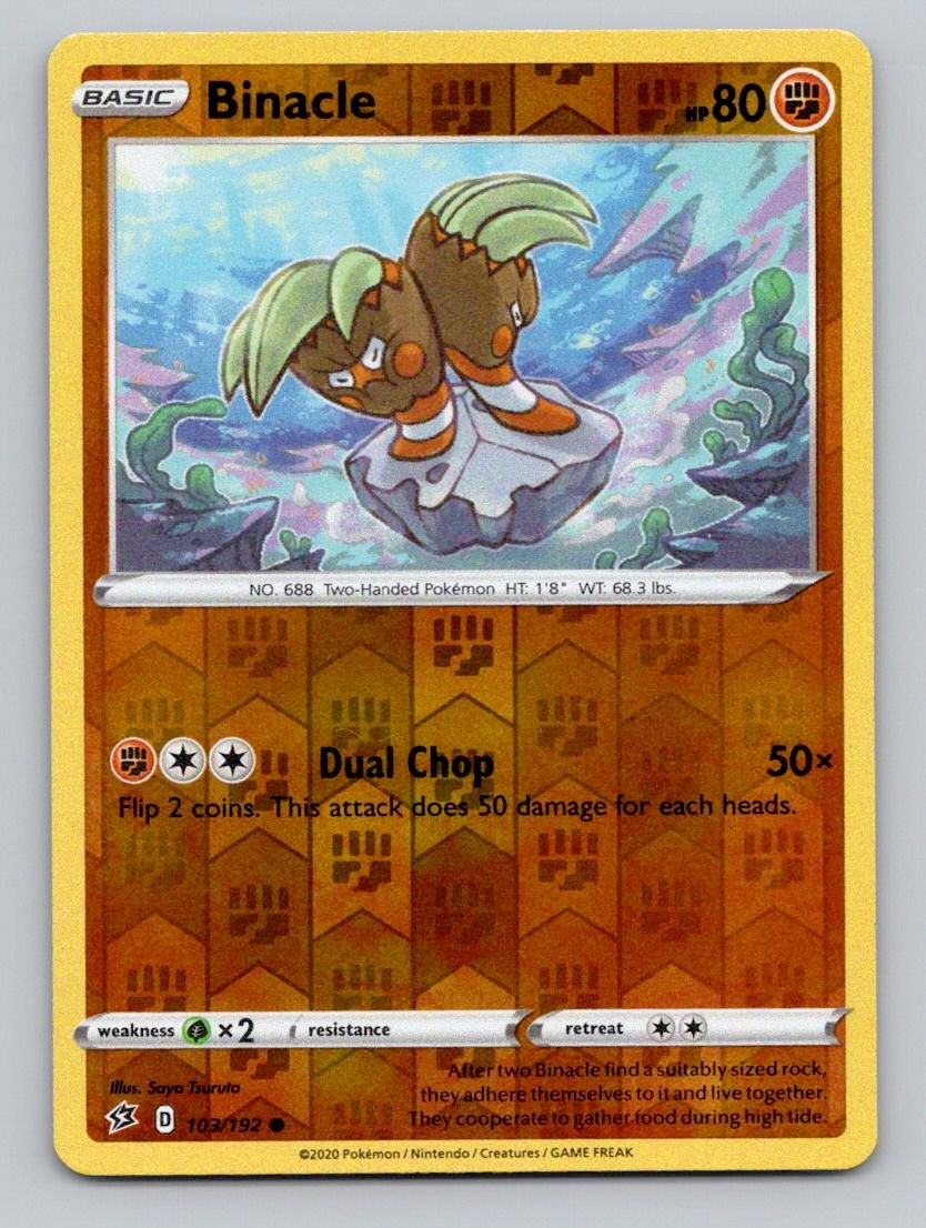 Reverse Holo Binacle 103/192 Common Rebel Clash Pokemon