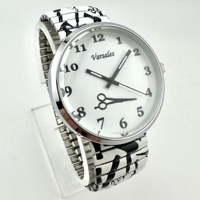 Varsales Barber Stylist Watch 40mm White Scissor Dial 7'' Stretch Band, New Batt