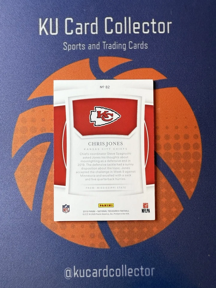 CHRIS JONES 2019 NATIONAL TREASURES #82 SP KANSAS CITY CHIEFS GREEN /5 - Image 2 of 2