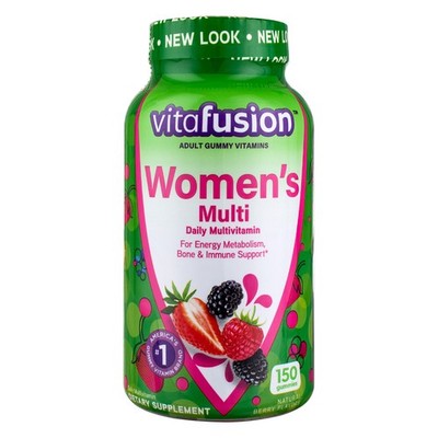 4 Pack Vitafusion Women's Complete Multivitamin Gummies, Natural Berry, 150 Ct