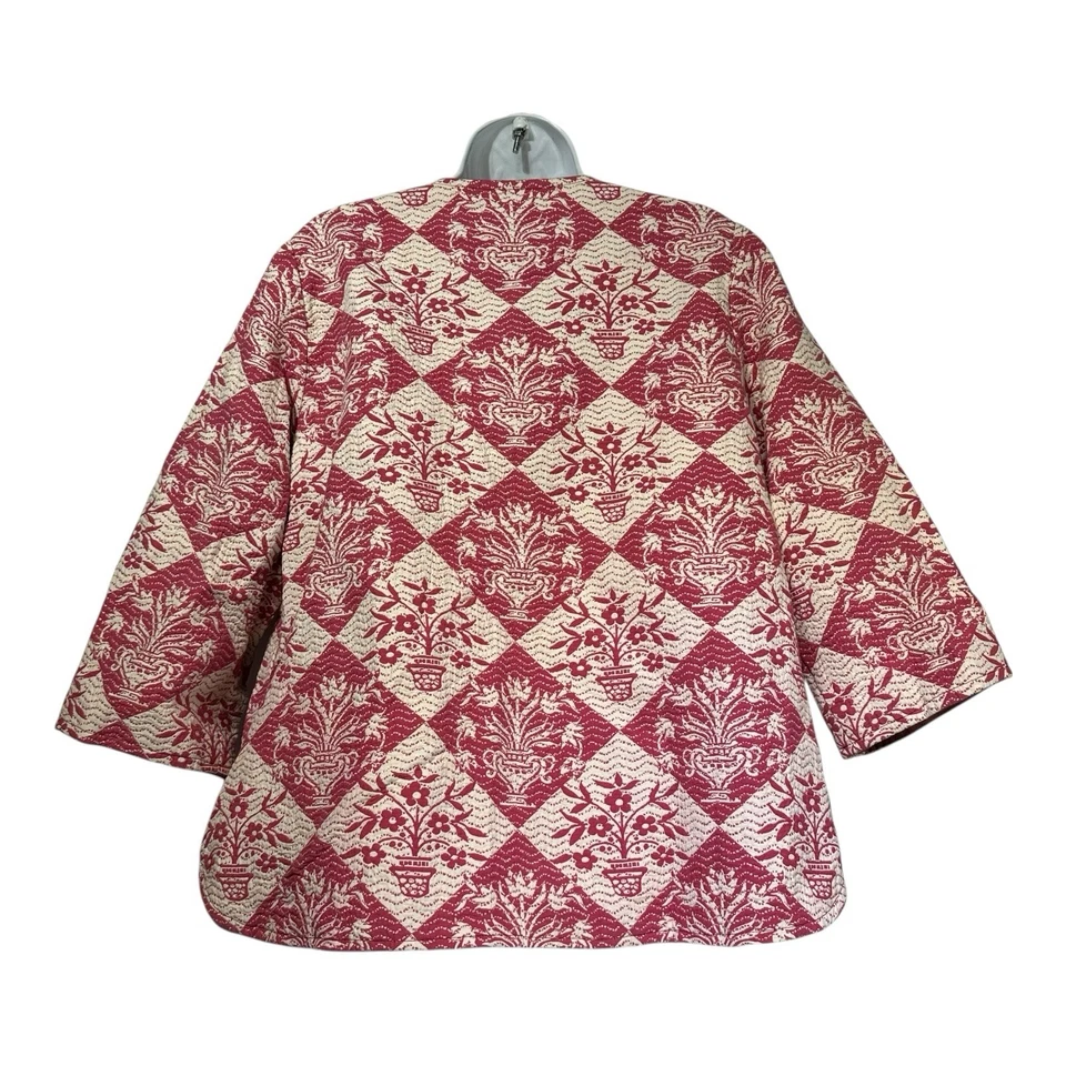 Chaqueta Tapiz Floral Rosa Vintage Frente Abierto Boho Kimono Estilo OS Foto 2 de 2