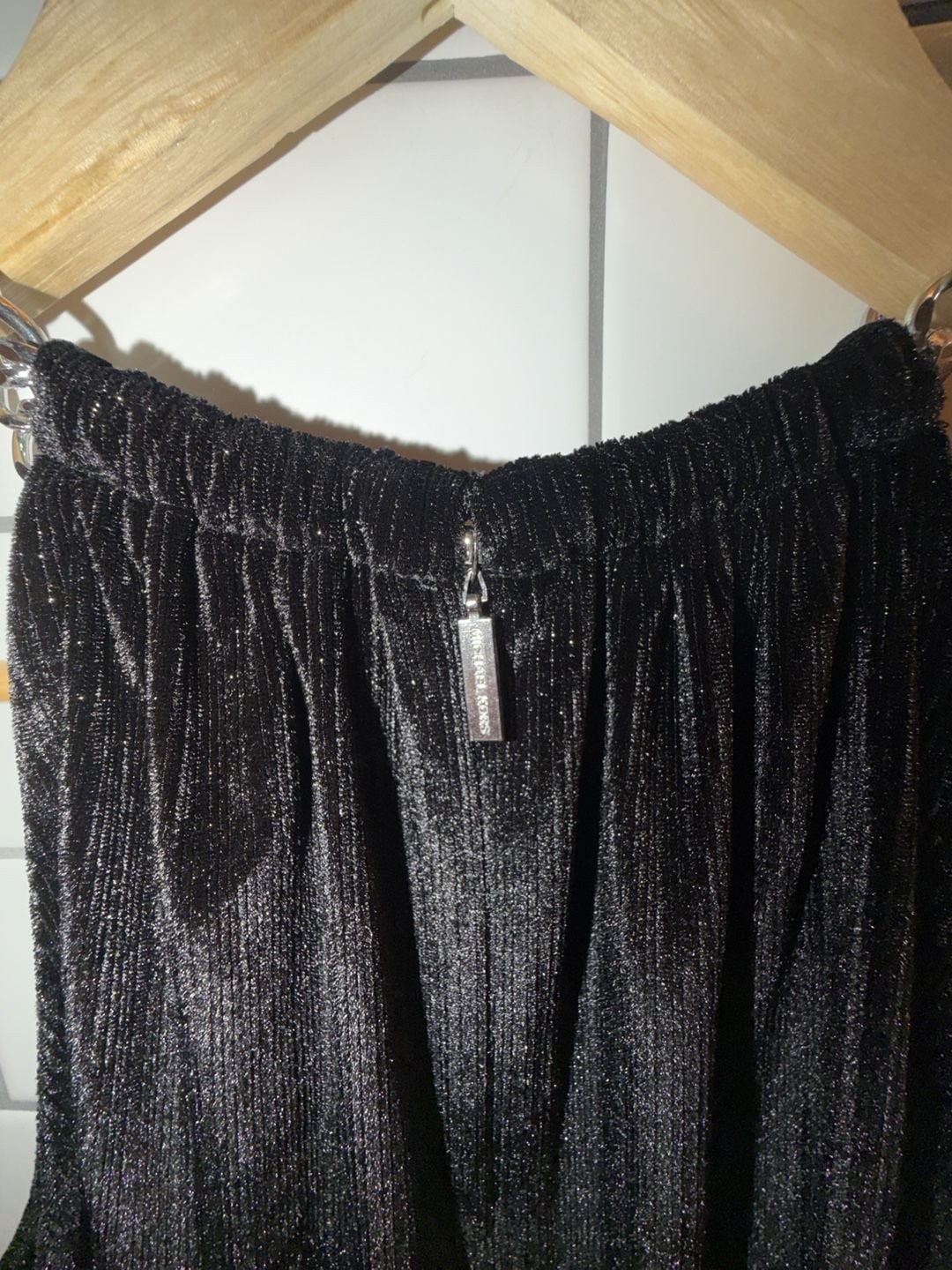 MICHAEL Michael Kors Black Pleated Shimmer Halter Dress with Chain Detail, photo 8