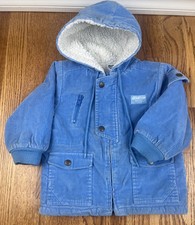 Vintage OshKosh B'gosh Sz 3t/4t Toddler Coat Jacket BlueCorduroy Sherpa READ