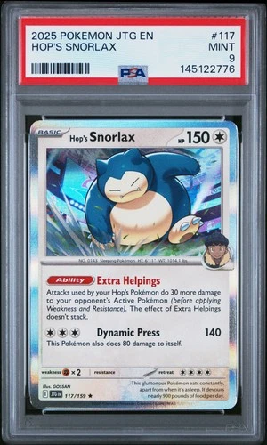 2025 POKEMON JTG EN-JOURNEY TOGETHER #117 HOP'S SNORLAX PSA 9