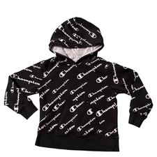 Champion Kids Pullover Hoodie Black All Over Print Athletic Sweatshirt