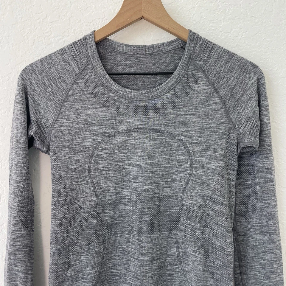 Camisa deportiva Lululemon Swiftly Tech Crew para mujer talla 6 gris manga larga Foto 4 de 4