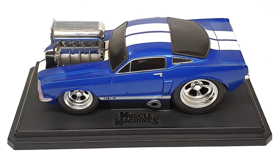 Muscle Machines 1/18 Scale 61189 - 1966 Ford Mustang - Blue/White Stripes - Image 4 of 4