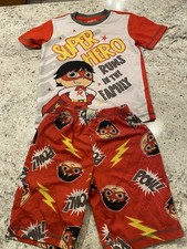 Ryan's World Boys Superhero Pajama Set Red Yellow Flame Resistant XS 4/5 