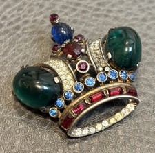 TRIFARI Alfred Philippe Vintage Crown Brooch Sterling Silver Book Piece READ