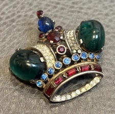 TRIFARI Alfred Philippe Vintage Crown Brooch Sterling Silver Book Piece READ