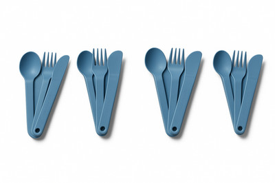 TUPPERWARE To Go Picknick Besteck SET (4) blau Messer + Gabel + Löffel