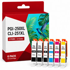 PGI-250XL CLI-251XL Ink Set 6PK for MG5420 MG5422 IP7220 Printers