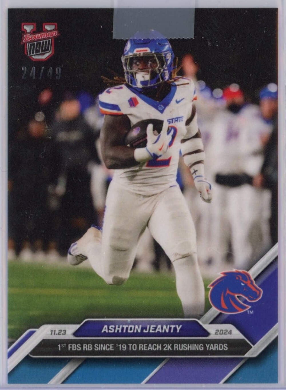 2024 Bowman U Now Ashton Jeanty #48 Blue /49 Boise State Broncos Football Card