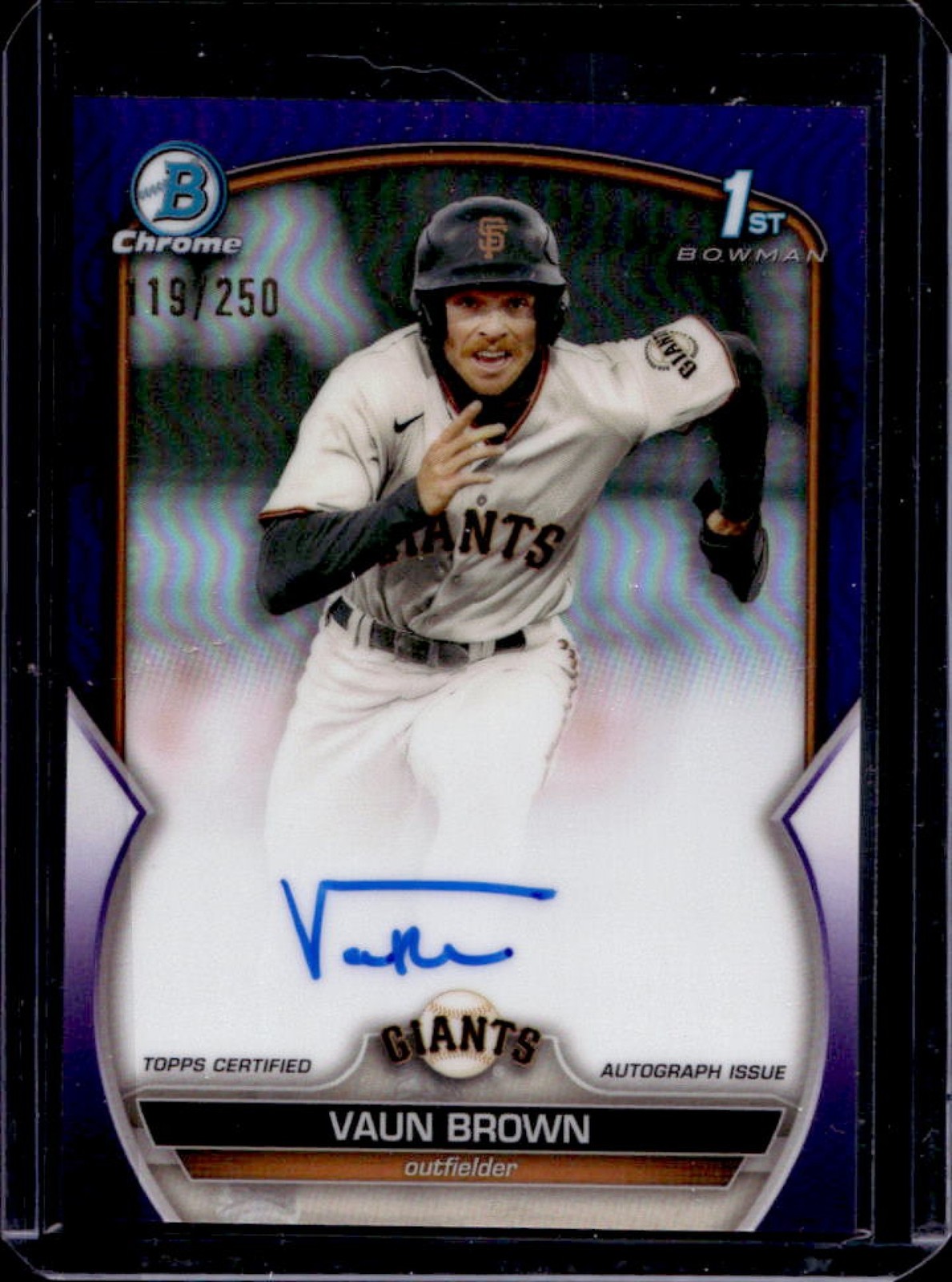 2023 Bowman Vaun Brown Chrome Auto Purple Refractor 1st #119/250 Giants