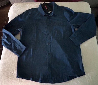 Sitka Gear Mens Button-Up Shirt XL Blue Employee Worldwide Power Products Logo