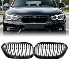 f�r BMW 1er F20 F21 ab 2015 Nieren Grill K�hlergrill Glanz Schwarz Doppelsteg