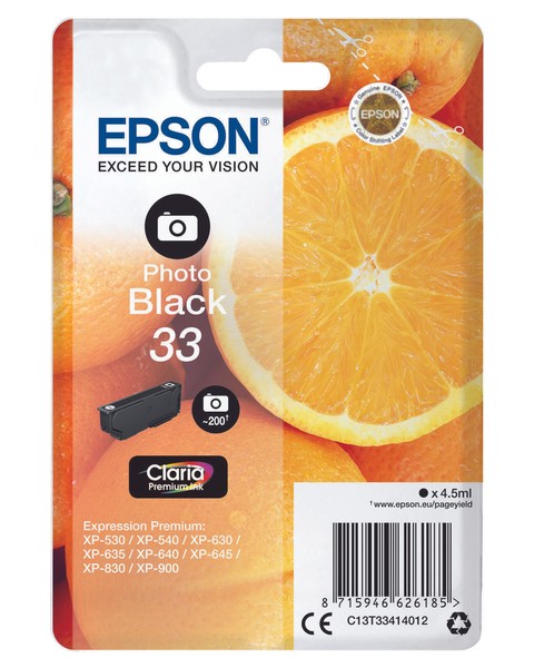 Epson Original 33 Orange Druckerpatrone - Fotoschwarz (C13T33414012)-image