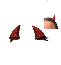 Red Glitter Clip On Devil Horns - Costume Accessory - One Size