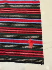 Polo Ralph Lauren 100% Lambs Wool Scarf - Red Green Blue Stripe - 60 INCHES