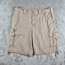 Eddie Bauer Cargo Shorts Mens 38 Tan Beige Ripstop Hiking Utility Outdoor Trail