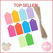 SallyFashion 100 PCS Gift Tags with String Attached, 1.6x2.8 inch Colored Gift T