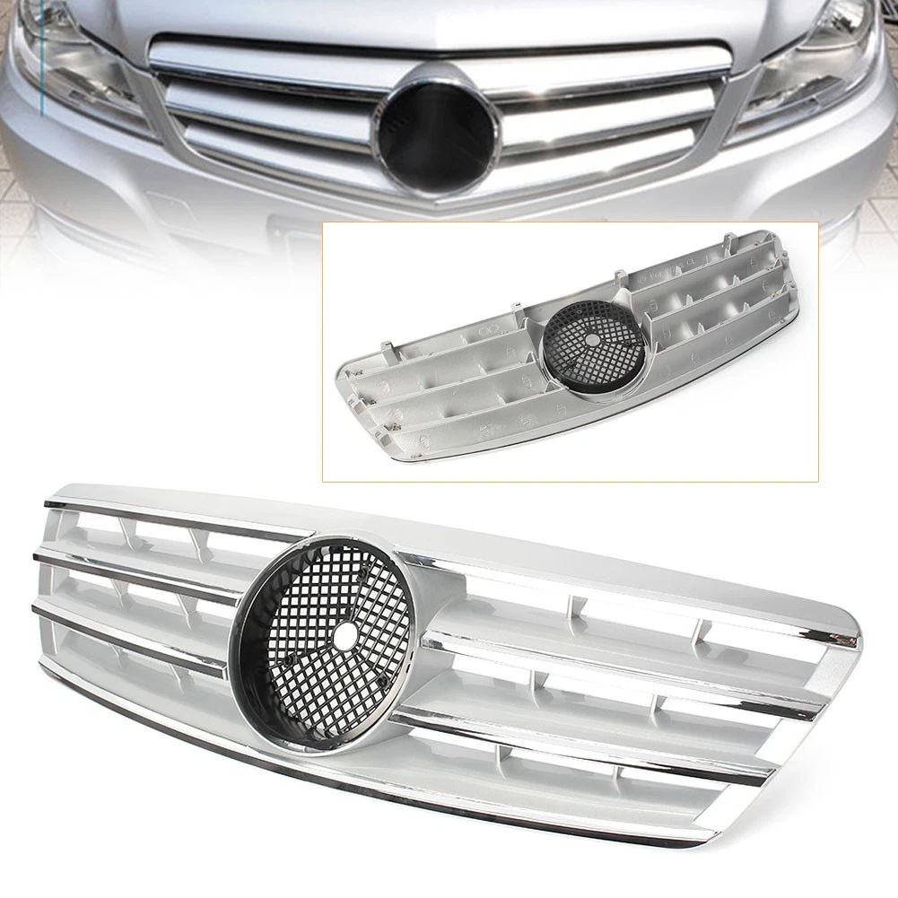 Rejilla Delantera Negra Con Moldura Cromada Para Mercedes Clase C Cupé 2002-2003 - Evan-Fischer