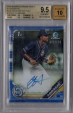 2019 Bowman Chrome Draft Autographs Blue Wave Refractors CJ Abrams /150 BGS 9.5