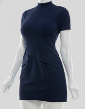 B Darlin Juniors' Blue Mock-Neck Bodycon Short-Sleeve Dress Size 3/4