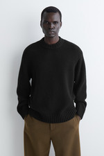 BNWT COS MEN CHUNKY CASHMERE CREW-NECK JUMPER - Black - Size Medium